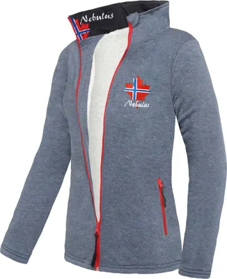 Produktbild von Nebulus Fleecejacke mit Teddyfell GAP Damen, warme Fleece Jacke, mit langem Full-Zip Reißverschluss, P2318 - Damen, blau, L/40