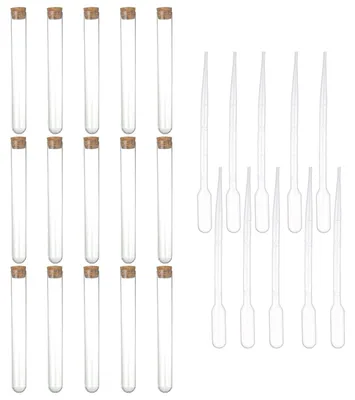 Productafbeelding van Solidchoice - Kunststof Reageerbuizen met Kurkstop - 20 Stuks, 30 ml