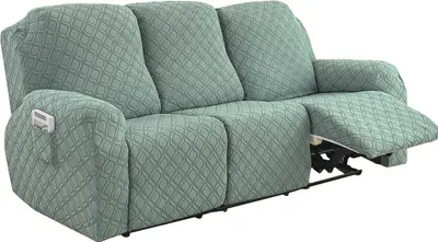 Produktbild von Relaxsofa Hussen, Bezug für Relaxsessel, 8-teiliges Stretch Sofa Überwurf Weich Jacquard Sesselbezug Sofahusse mit Tasche für 3 Sitzer,Grün
