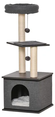 Produktbild von PawHut Katzenkratzbaum Katzenspielzeug Spielseil PB-Platte Sisal Dunkelgrau
