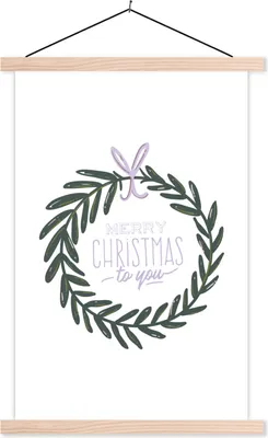 Produktbild von MuchoWow® Textilposter Sprichwörter - Zitate - 'Frohe Weihnachten für Sie 120x180 cm mit holzfarbenen Rahmen - Textil-Plakat