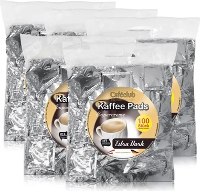 Produktbild von 5x Cafeclub Extra Dark Kaffeepads Megabeutel je 100 stk. dunkle Röstung
