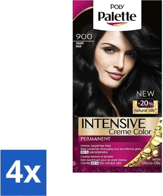 Image de Poly Palette - Coloration pour cheveux - Noir 900 - 115 ml - Pack avantage - 4 pièces