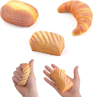Produktbild von Broodcroissant-Toast, kleine Squishies, Spielzeug – Set mit 3 Stück – Langsam