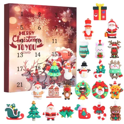 Obrázok produktu pre Vianočný Adventný Kalendár na 24 Dní s Odpočítavaním Roztomilými Fidget Hračkami na Stláčanie na Zavesenie Prekvapenie pre Deti