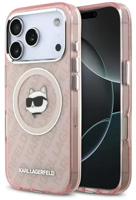 Produktbild von KARL LAGERFELD case passend für IPHONE 17 Pro kompatibel mit MagSafe KLHMP17LHMKBCHOP (IML Choupette Head Logo) pink