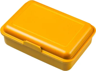 Produktbild von Brotdose Kinder – "School-Box" mittel  Germany und BPA-frei, robuste Lunchbox mit Klickverschluss für Schule,Kindergarten & Freizeit - standard-gelb