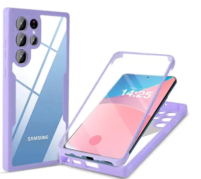 Produktbild von 360 Grad Rundum Schutz Handyhülle für Samsung Galaxy S22 Ultra Full Cover Vollschutz Case Farbe: Violett