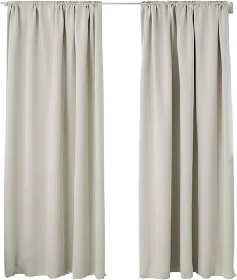 Immagine prodotto di Set di due tende oscuranti con coulisse, colore beige, dimensioni 135 x 225 cm