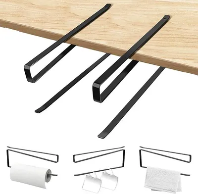 Produktbild von Küchenrollenhalter Ohne Bohren 2 Stück, Stabiler Küchenpapierhalter, Rollenhalter für Platzsparend Ordnungssystem, Papierrollenhalter für Küche Badezimmer Aufbewahrung Organisation(Schwarz)