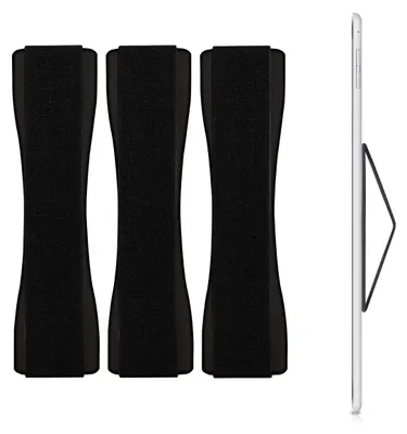 Produktbild von kwmobile 3x Tablet Fingerhalter Griff Halter - Selbstklebende Tablet PC Fingerhalterung kompatibel mit iPad Samsung Sony Tablets - Schwarz