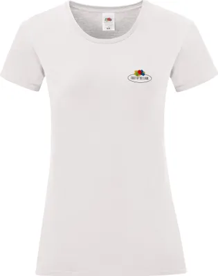 Produktbild von Fruit of the Loom Ladies Iconic 150 T-Shirt mit Vintage-Logo auf der Brust Farbe: weiß - Vintage-Logo klein Größe: L