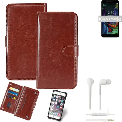 Produktbild von K-S-Trade 360° Hülle kompatibel mit OnePlus 7 Pro inkl. Headphones braun Kunstleder Case BookCase WalletCase Kunstlederederhülle Handyhülle,