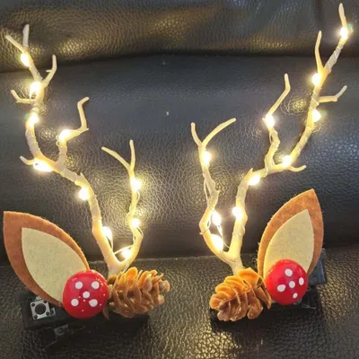 Produktbild von Weihnachts Haarspangen, 2 Stš¹ck LED Leuchtende Geweih Haarnadel, Weihnachten Geweih Haarnadel, Haarschmuck Weihnachten Kinder, Weihnachts Haarschmuck, Weihnachten Geschenke fš¹r M?dchen Frauen (B)