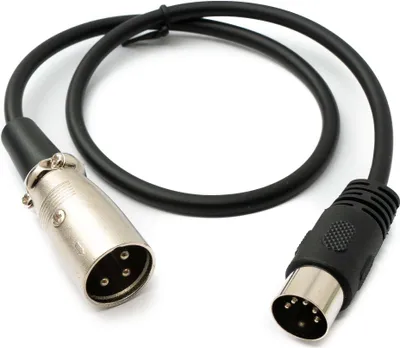 Produktbild von SYSTEM-S Audio Kabel 50 cm XLR 3 polig Stecker zu DIN 5 polig Stecker Adapter in Schwarz