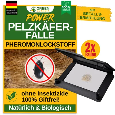 Produktbild von Pelzkäfer Falle mit Lockstoff -2x Fallen- Mittel gegen Pelzkäfer, Wirksam Pelzkäfer bekämpfen, Pheromonfallen für Textilien & Wohnbereiche