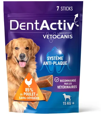 Obrázok produktu pre DentActiv – 7 tyčiniek – VETOCANIS – starostlivosť o zuby s príchuťou kuraťa pre psov od 15 kg