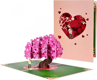 Obrázok produktu pre 3D pop-up blahoželanie na Valentína - srdiečkový strom
