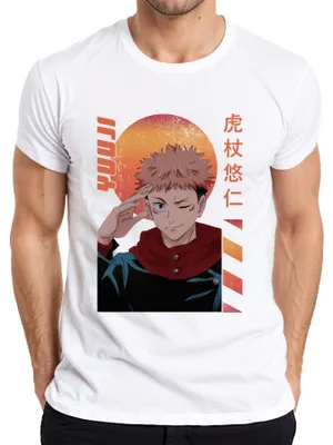 Immagine prodotto di Maglietta da uomo Jujutsu Kaisen Itadori Yuji, regalo anime ammiccante e retrò, bianca, XL