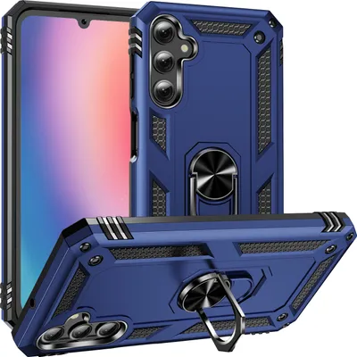 Image de Étui pour Samsung Galaxy A25 étui de protection militaire double couche avec support d'anneau et support Bleu