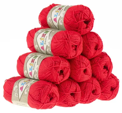 Naturstrickgarn, Strickgarn, Natur, Baumwollgarn, ALIZE BELLA rot