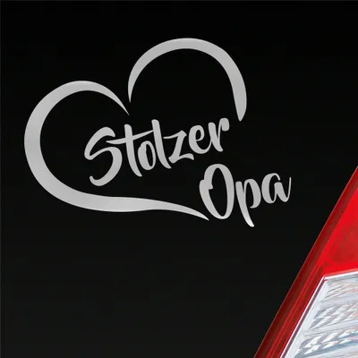 Produktbild von Auto Aufkleber Stolzer Opa Liebe Herz Großvater Enkel 12x10 cm Silber Sticker Heckscheibenaufkleber