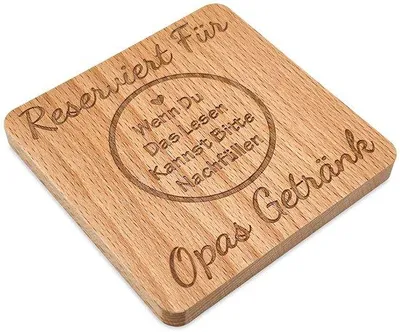 Obrázok produktu pre Podstavec z bukového dreva odolný voči teplu, rozmery 10 x 10 cm, pre dedka