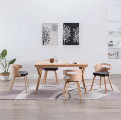 Produktbild von Möbel Esszimmerstühle 4 Stk. Schwarz Bugholz und Kunstleder - Küchenstuhl 278854