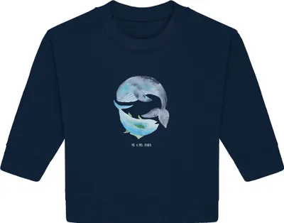 Produktbild von Mr. & Mrs. Panda Organic Baby Pullover Walfisch Thunfisch 12. - 18. Monat - French Navy - Geschenk, Bullover, Lustige Sprüche, Wahl, Witz, Spruch Des Tages, Lustig