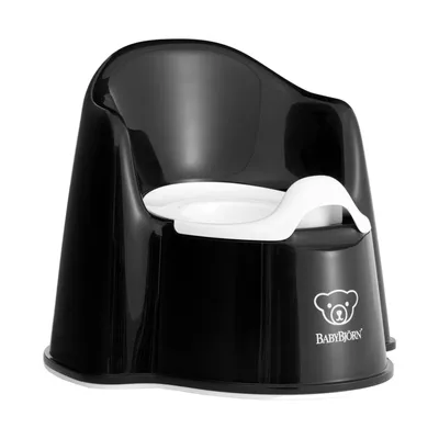 Productafbeelding van BabyBjorn Pottiebakjes, zwart, wit, polypropyleen (PP), thermoplastisch elastomeer (TPE), geschikt voor jongens en meisjes, vanaf 1,5 jaar, tot 2 jaar, Zweden