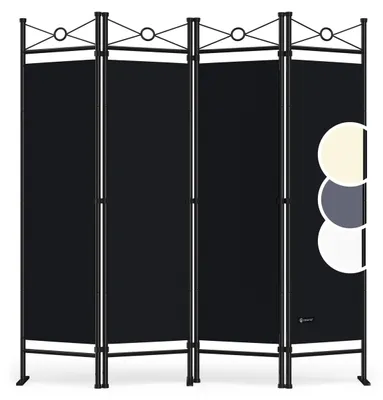Produktbild von DEUBA® Trennwand 180x160cm 4 teilig Blickdicht Freistehend Faltbar Stabil Indoor Wohnzimmer Schlafzimmer Büro Raumteiler Spanische Wand Paravent Schwarz