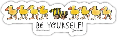 Produktbild von Spreadshirt Janosch Tigerente Be Yourself Spruch Sticker Aufkleber, 10 x 10 cm, Mattweiß