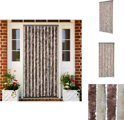 Image de vidaXL Rideau moustiquaire beige et brun clair 100x220 cm chenille - Moustiquaire