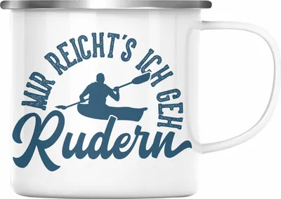 Produktbild von Trendation - Rudern Emaille Tasse Geschenk Ruderer Mir Reichts Ich Geh Rudern Geschenkidee Paddel-Sport Lustiger Spruch (Silber)