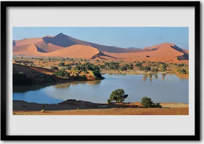 Produktbild von Bild 70x50 MDF-Rahmen Wandkunst See Wüsten-Landschaft