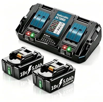 2er-Pack 5000 mAh 18 V Li-Ion Akku für Makita LXT + Doppelladegerät