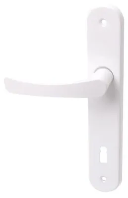 Produktbild von Aqbau® Türdrückerset Langschild Weiß | Türdrücker | Türklinke | Türgriffe | Türbeschlag (BB Buntbart)
