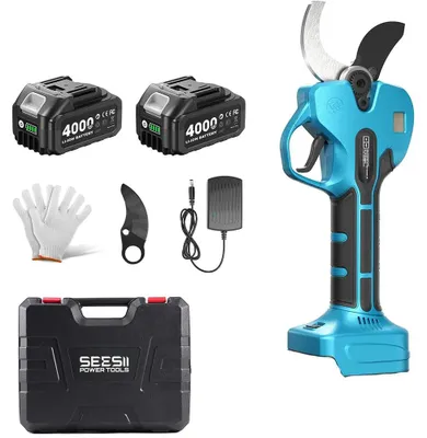 Produktbild von Elektrische Gartenschere - Akku-Astschere - 50 mm SK5-Bypassklingen - 800 W bürstenloser Motor - 2 x 4,0-Ah-Akkus