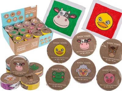 Zdjęcie produktu dla Magiczny ręcznik bawełniany zwierzęta z farmy 6 różnych kolorów