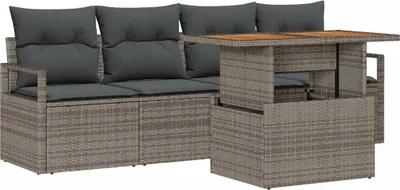 Image de Ensemble de canapé de jardin 5 pcs Gris Poly rotin