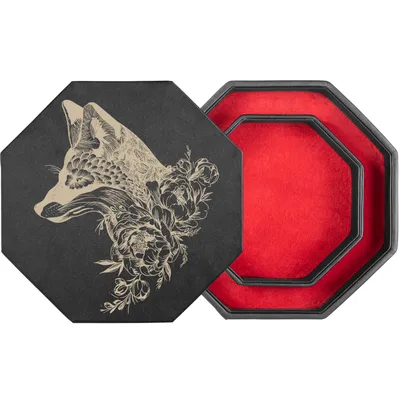 Produktbild von shibby  Würfelbrett mit Würfel-Ablage und Deckel für alle Tabletop Spiele - 23,5cm floral M1-1 (rot)