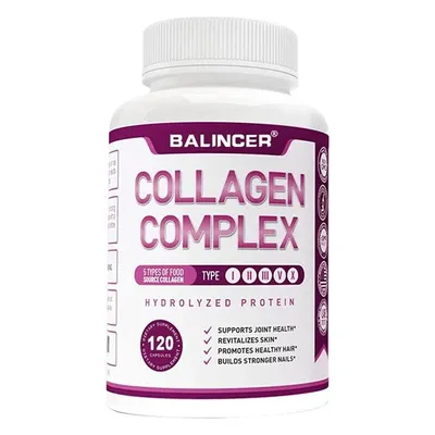 Produktbild von Collagen Complex 1500mg (120 Kapseln) Nahrungsergänzungsmittel, Haut, Haare, Nägel, Gelenke, Verdauung, Muskeln, Zähne, Körpergesundheit
