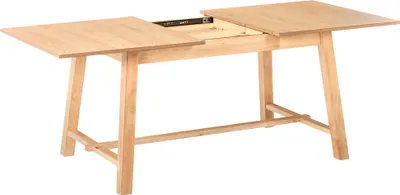 Obrázek produktu pro BELIANI Rozkládací jídelní stůl světlý jasan mdf kaučukové dřevo 160/200 x 90 cm 8místný dřevěné nohy obdélníková deska přírodní povrch jídelna