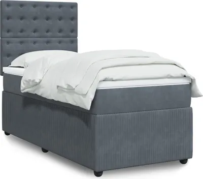 Produktbild von vidaXL Boxspringbett mit Matratze Dunkelgrau 90x200 cm Samt