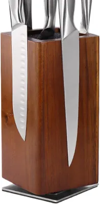 Imagen del producto de Bloque magnético para cuchillos, vertical, de madera, con sistema giratorio