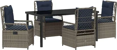 Image de vidaXL Ensemble de jardin 5 pcs Gris Poly-Rotin