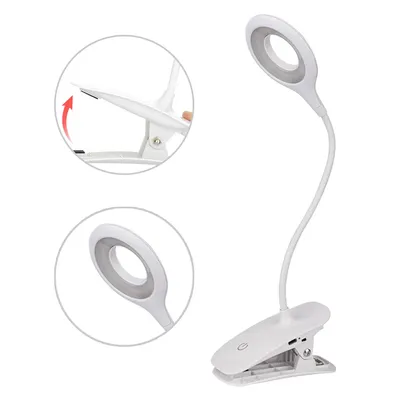 Produktbild von Leselampe,dimmbar Schwanenhals Clip Lampe,Tragbares Bett klemmleuchte mit 3 Farbmodi mit stufenloser Helligkeit und Memory Funktion
