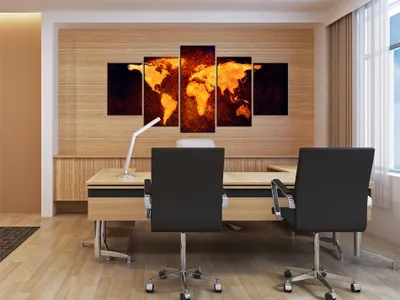 Produktbild von Akustikbild Weltkarte 200x100 cm Bilder Akustikschaum Hochleistungsschallabsorber Schallschutz Leinwand 5 tlg Wandbild Raumakustik Schalldämmung 020213-1