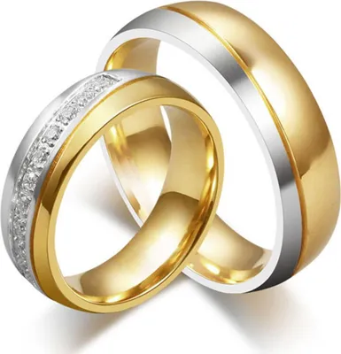 Produktbild von Eheringe : Trauringe / Ring aus Edelstahl silber gold 52 (16.5 mm Ø) Damenring