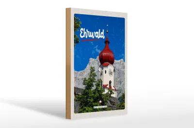 Produktbild von Holzschild Reise 20x30cm Ehrwald Österreich Kirche roter Dach